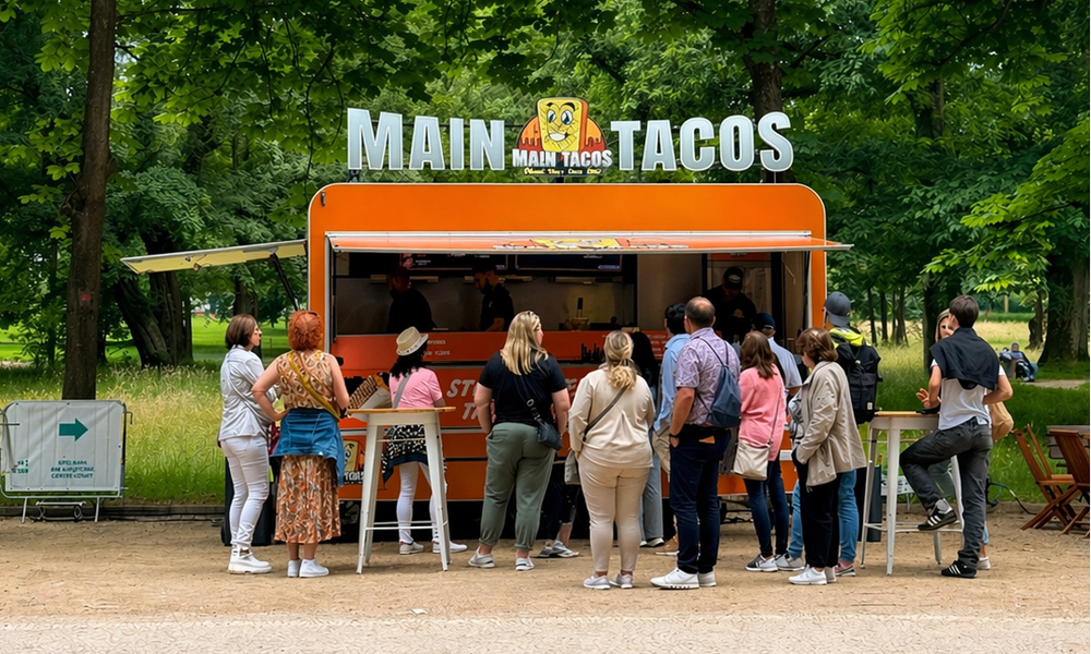 Außenansicht von Main Tacos als Taco-Foodtruck für Streetfood Catering